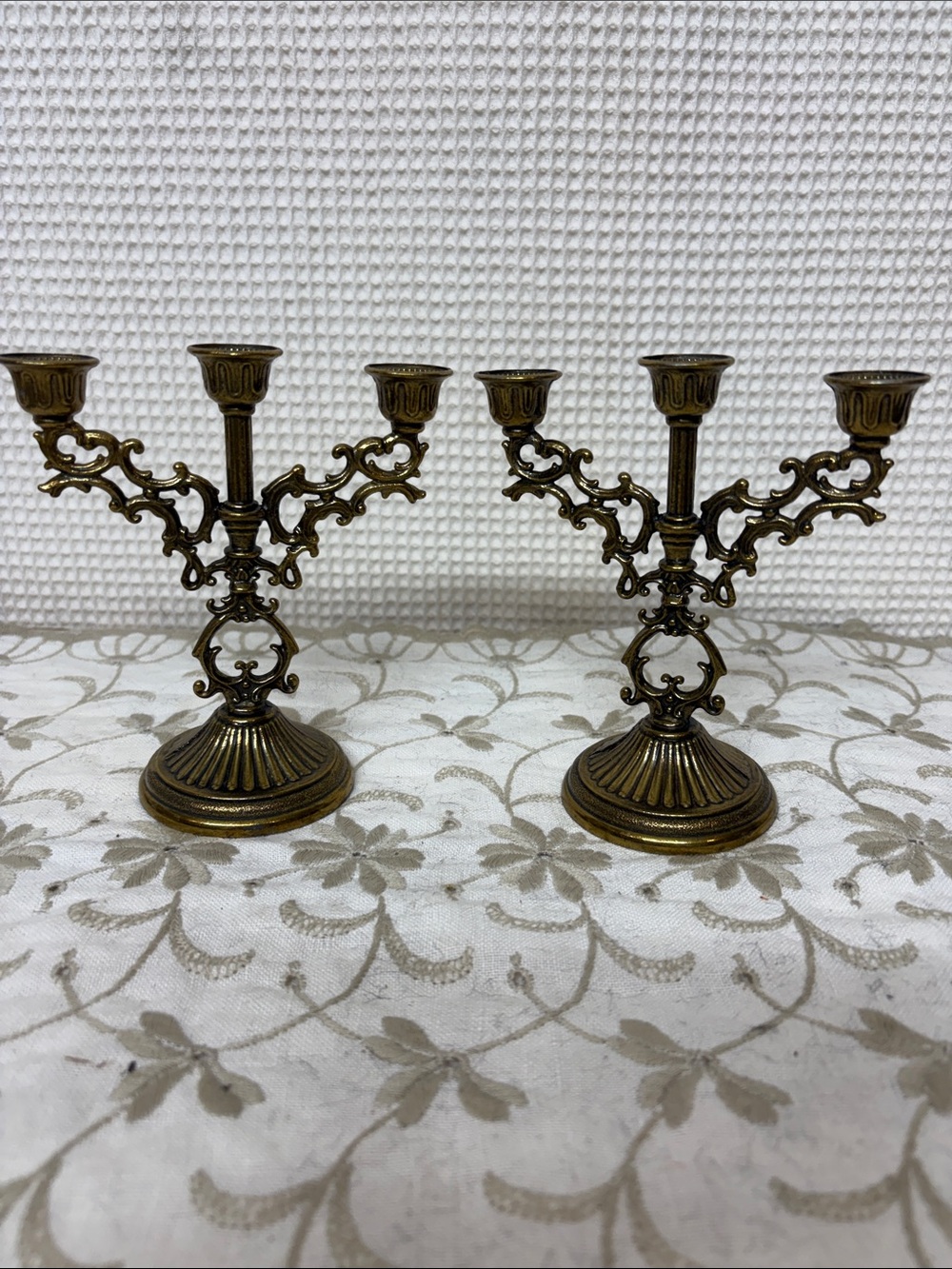 Brass candelabras